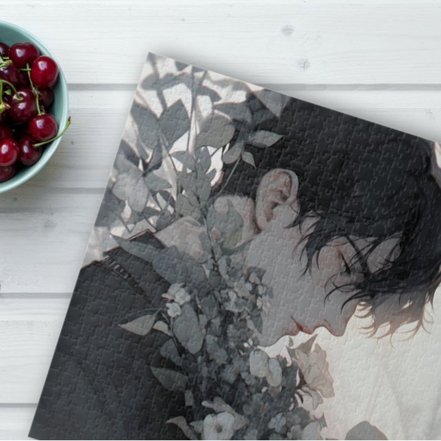 Puzzle Hombre y flores misteriosos (A perfect gift for anime lovers.)