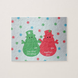 Puzzle Hombres de nieve: Nuestra primera Navidad juntos 2