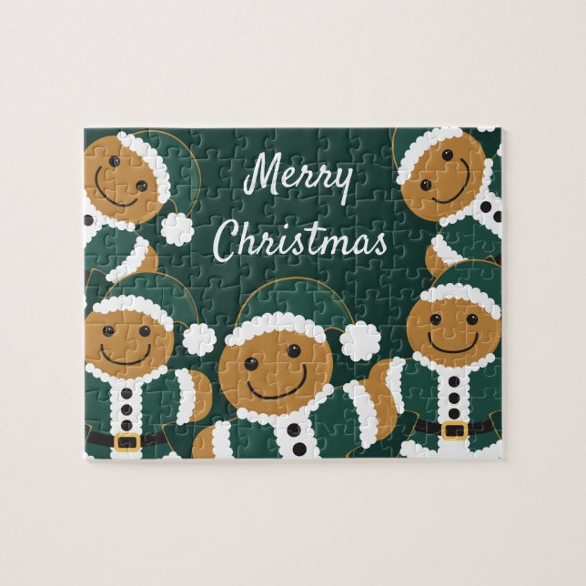 Puzzle Hombres de Santa Gingerbread Cookie Navidades Verd (Horizontal)
