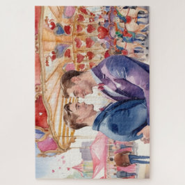 Puzzle Hombres gay acuarela pareja enamorada