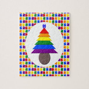 Puzzle Hombres gay arcoiris Árbol de Navidad y regalo
