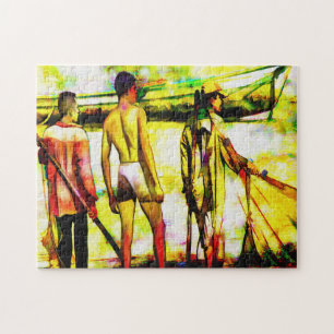 Puzzle Hombres Pescando con una red