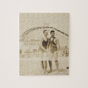 Puzzle Hombres que se colocan en la playa