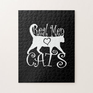 Puzzle Hombres reales elegantes aman a los gatos en un de