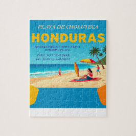 Puzzle  Honduras PLAYA DE CHOLUTECA Retro poster