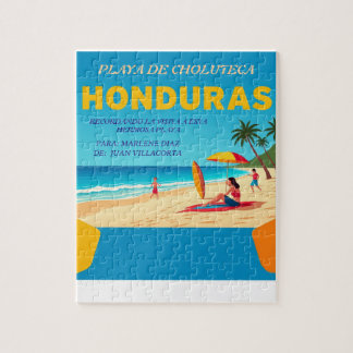 Puzzle  Honduras PLAYA DE CHOLUTECA Retro poster