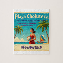 Puzzle  Honduras PLAYAS CHOLUTECA Retro poster