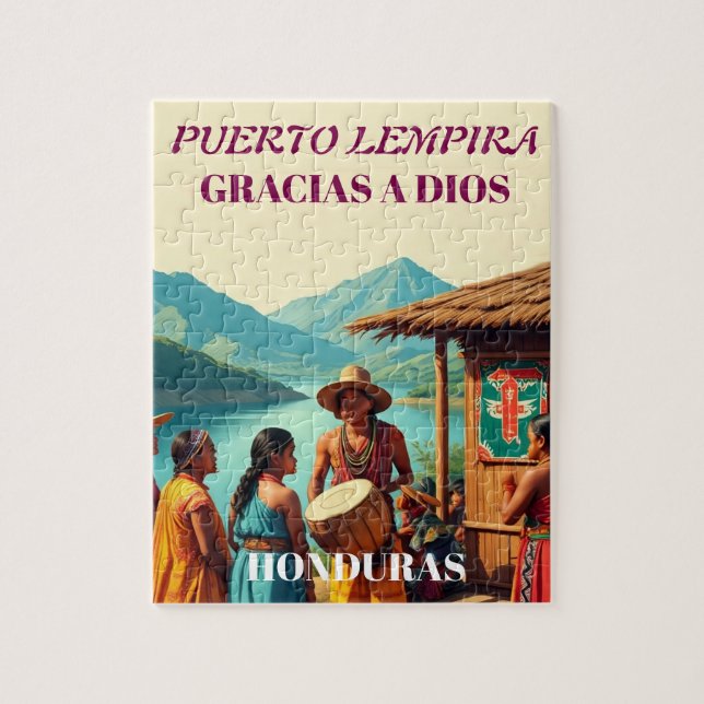 Puzzle  Honduras Puerto LEMPIRA Retro poster (Vertical)