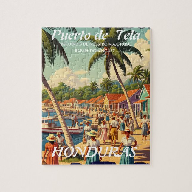 Puzzle  Honduras Puerto Tela Retro poster (Vertical)