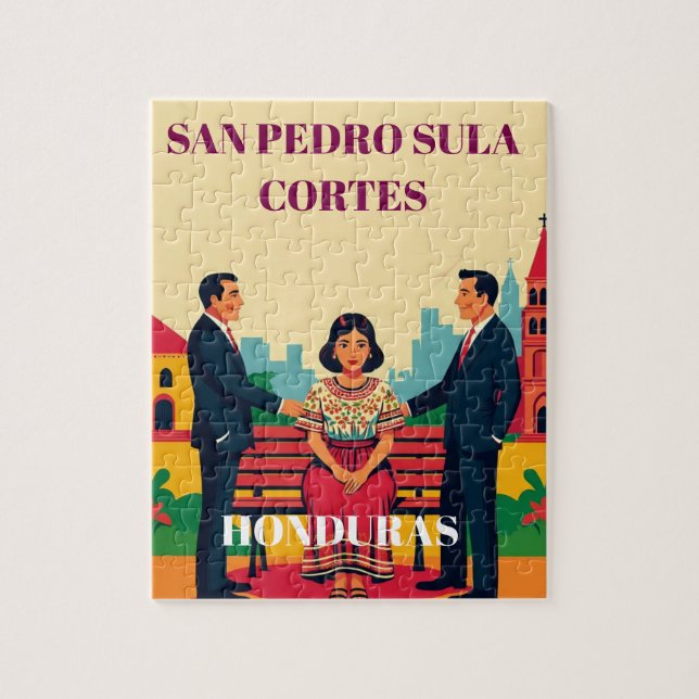Puzzle  Honduras SAN PEDRO SULA Retro poster (Vertical)