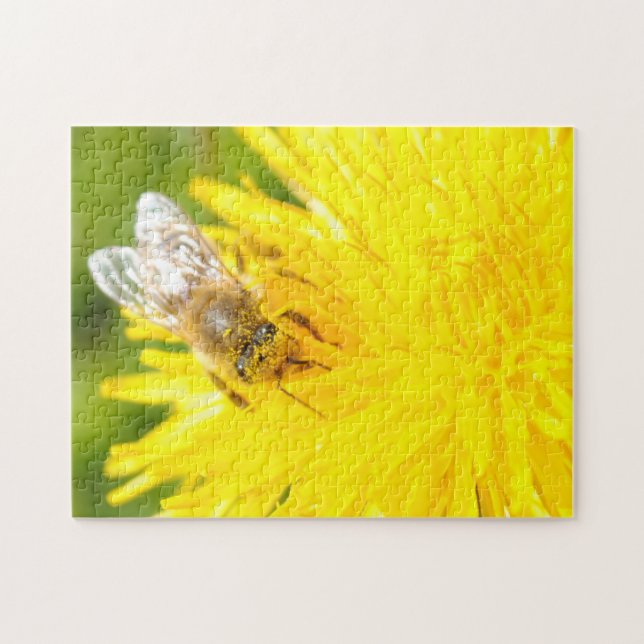 Puzzle Honey Bee Dandelion Beautiful Sunny Yellow (Horizontal)