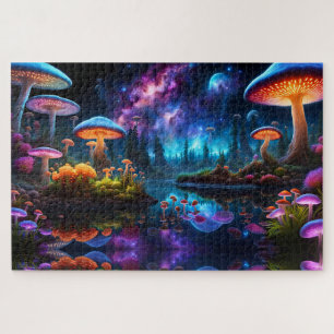 Puzzle Hongos alieniscentes bioluminiscentes en un planet