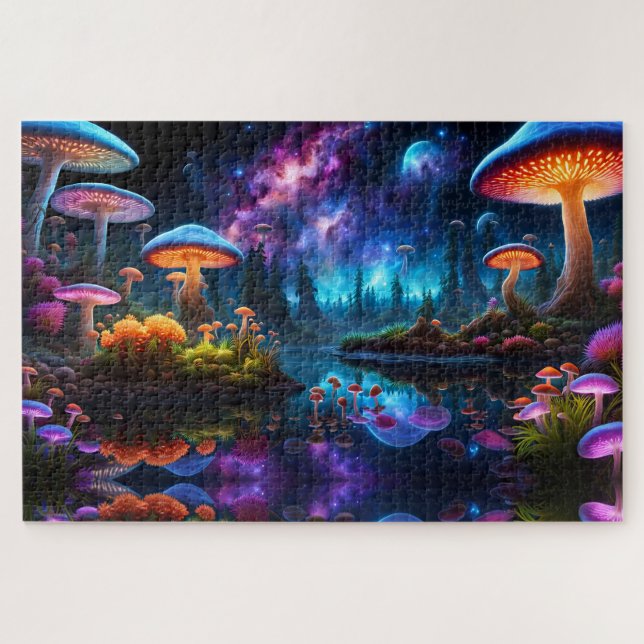 Puzzle Hongos alieniscentes bioluminiscentes en un planet (Horizontal)