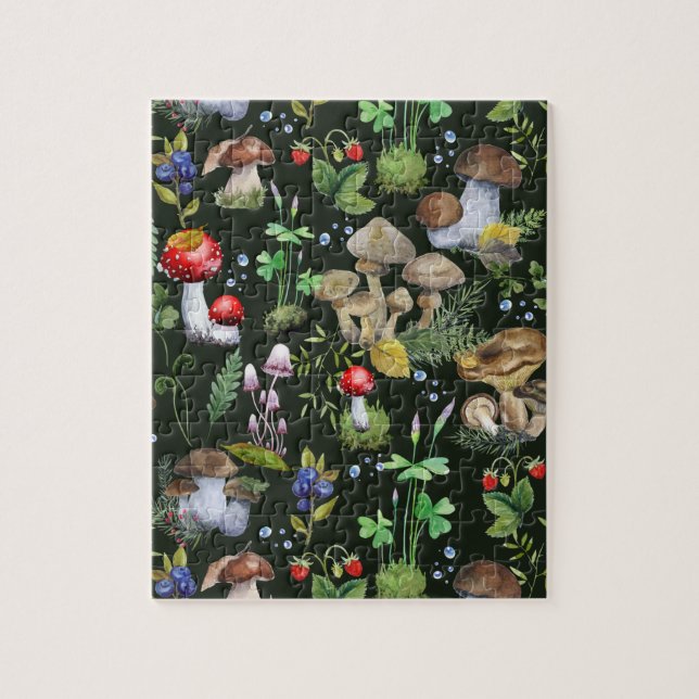 Puzzle Hongos de Woodland Plantas verdes Berries forestal (Vertical)