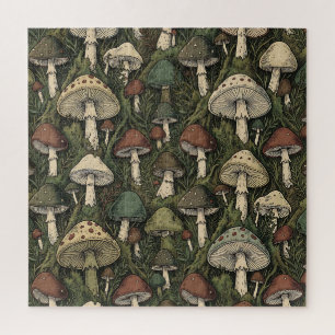 Puzzle Hongos del Bosque Vintage Cottagecore Malhumorado