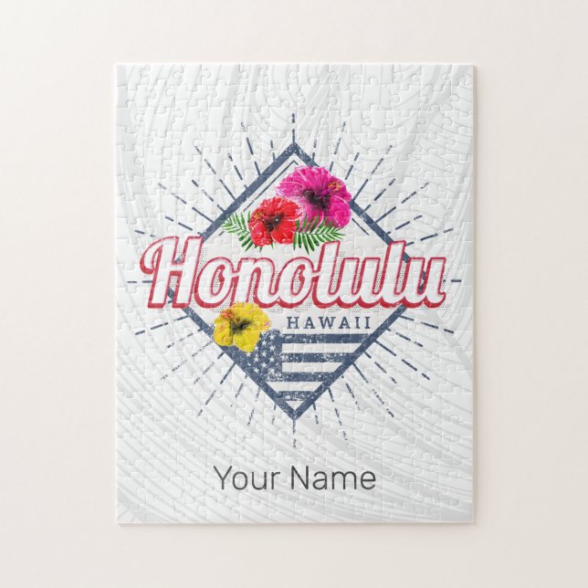 Puzzle Honolulu City Hawaii Estados Unidos Vintage USA (Vertical)