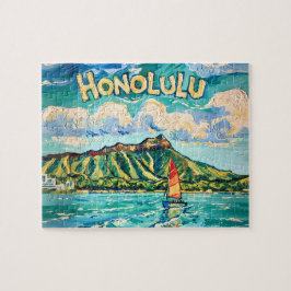 Puzzle Honolulu Hawái Paisaje Vintage de Viajes Van Gogh