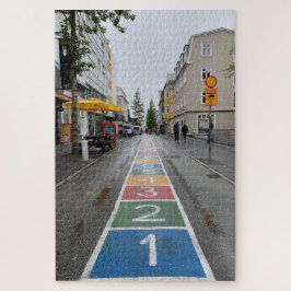 Puzzle Hopscotch en el centro de Reykjavik, Islandia