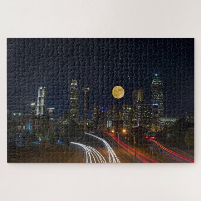 Puzzle Horizonte de Atlanta, Georgia de noche (Horizontal)