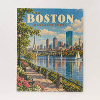 Puzzle Horizonte de Boston antiguo río Charles