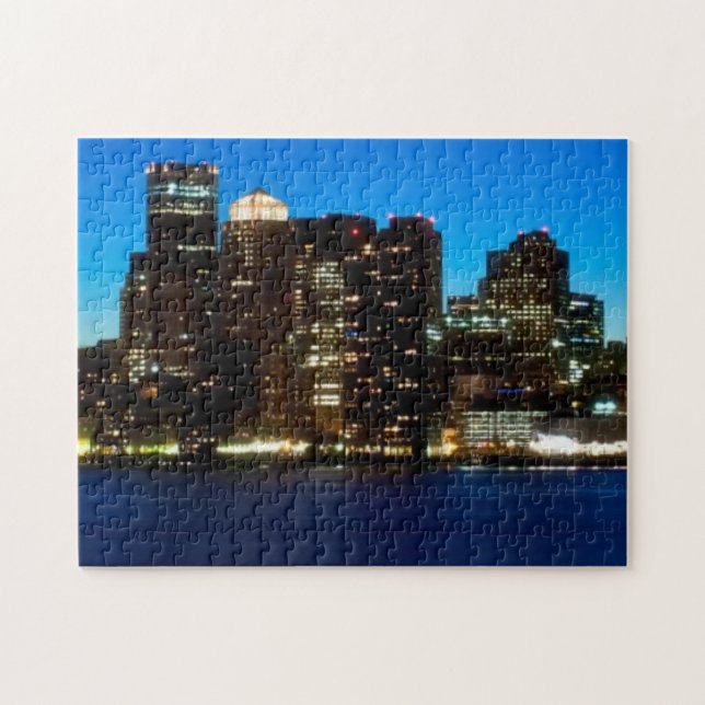Puzzle Horizonte de Boston con la luna (Horizontal)