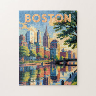 Puzzle Horizonte de Boston Massachusetts Arte de Viaje Vi