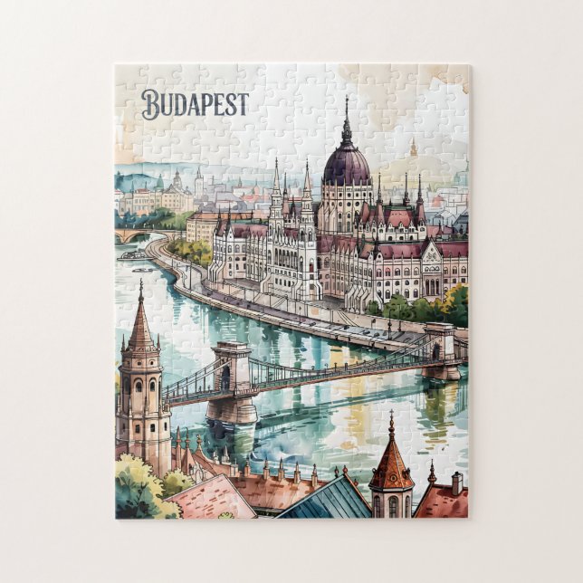 Puzzle Horizonte de Budapest Hungría Parlamento Río Danub (Vertical)