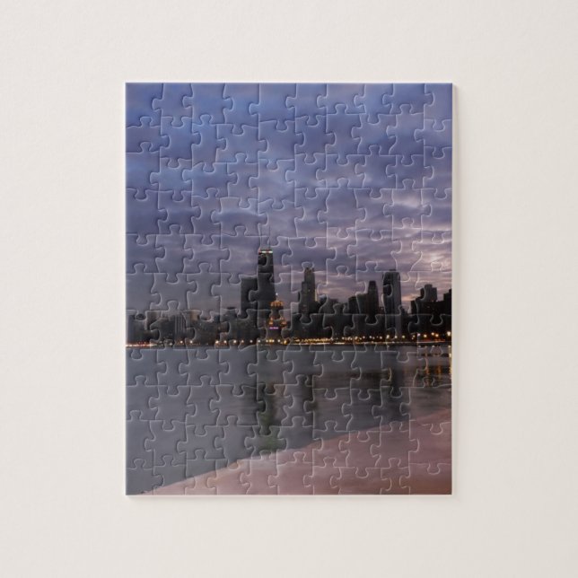 Puzzle Horizonte de Chicago en la oscuridad (Vertical)