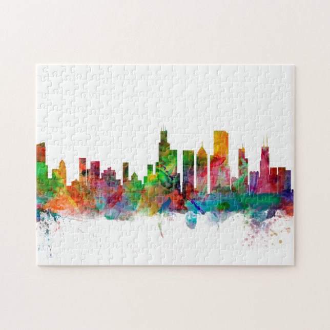 Puzzle Horizonte de Chicago Illinois (Horizontal)