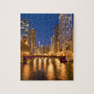 Puzzle Horizonte de Chicago, Illinois, y río Chicago en