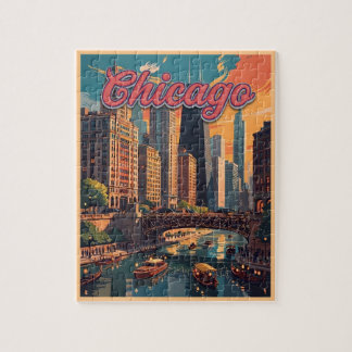 Puzzle Horizonte de Chicago junto al río