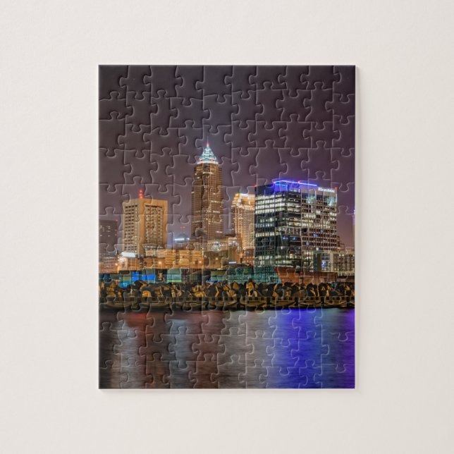 Puzzle Horizonte de Cleveland en la noche (Vertical)