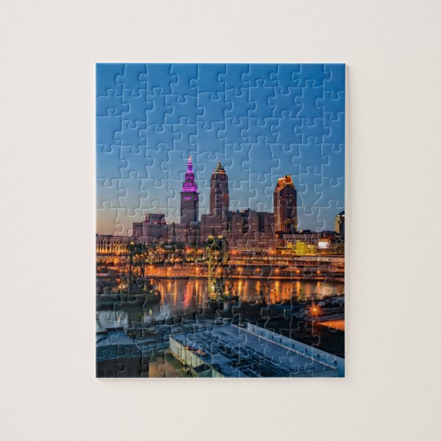 Puzzle Horizonte de Cleveland en la puesta del sol (Vertical)