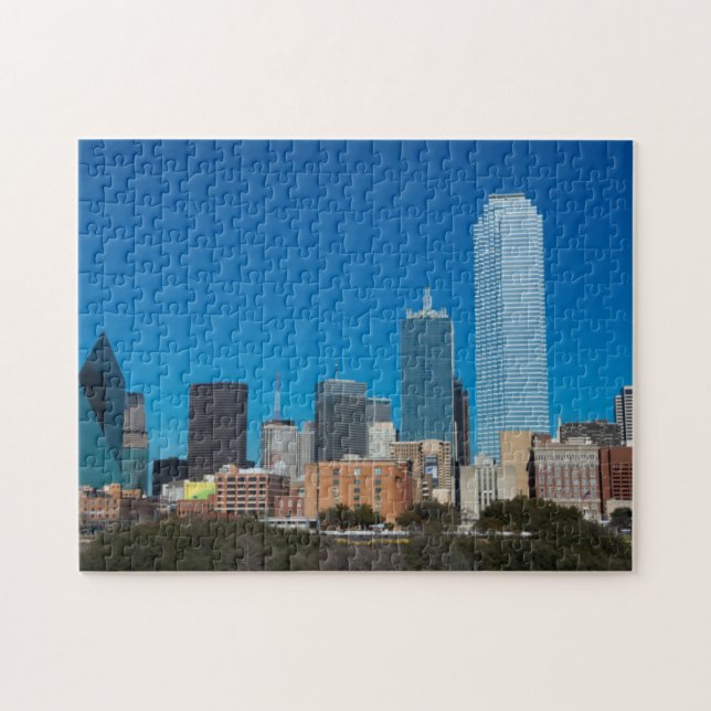 Puzzle horizonte de Dallas Texas al atardecer (Horizontal)
