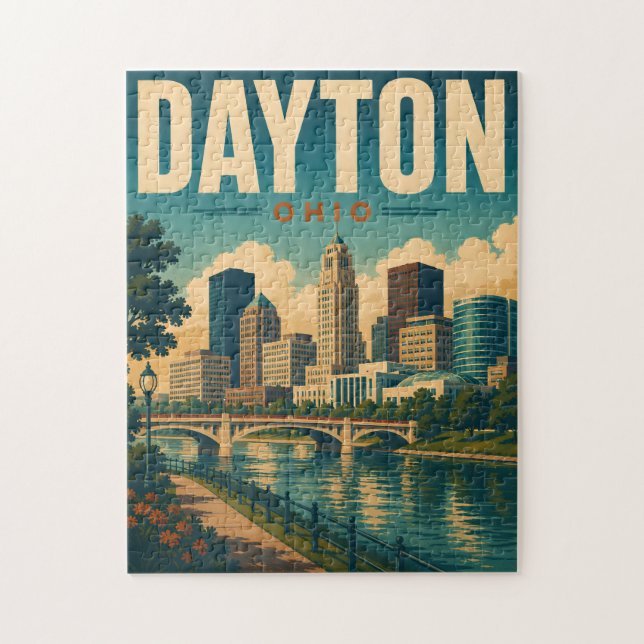 Puzzle Horizonte de Dayton Ohio Vintage (Vertical)
