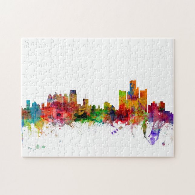 Puzzle Horizonte de Detroit Michigan (Horizontal)