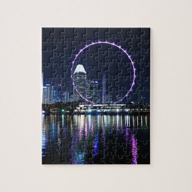 Puzzle Horizonte de la noche de Singapur (Vertical)