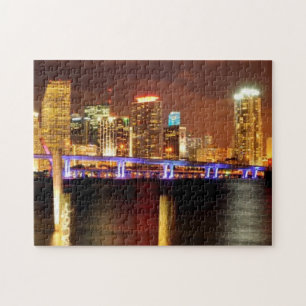 Puzzle Horizonte de Miami en la noche, la Florida