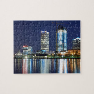 Puzzle Horizonte de Milwaukee en la noche