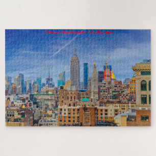 Puzzle Horizonte de Nueva York. Felicitaciones de Navidad