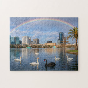 Puzzle Horizonte de Orlando Florida Lago Eola Arcoíris y
