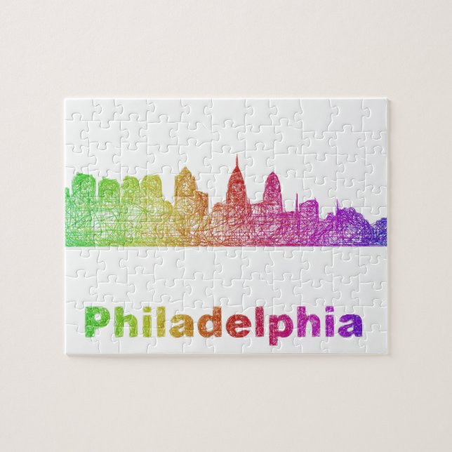 Puzzle Horizonte de Philadelphia del arco iris (Horizontal)