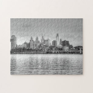 Puzzle Horizonte de Philadelphia en blanco y negro