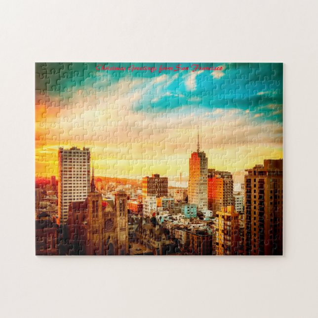 Puzzle Horizonte de San Francisco. Saludos de Navidad (Horizontal)
