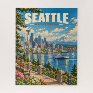 Puzzle Horizonte de Seattle Antiguo Monte Rainier
