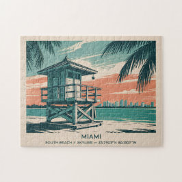 Puzzle Horizonte de South Beach Miami Florida Vintage Via