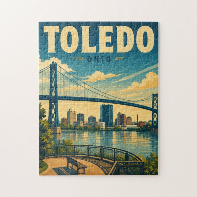 Puzzle Horizonte de Toledo Ohio Vintage (Vertical)