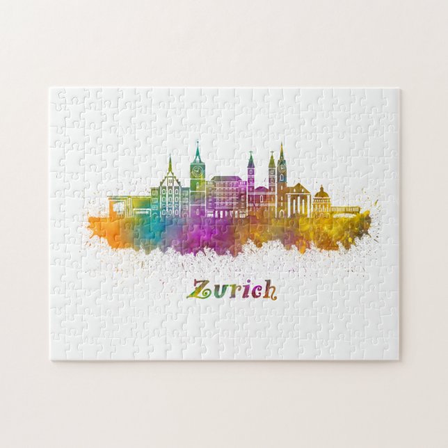 Puzzle horizonte de zurich acuarela (Horizontal)