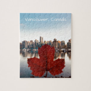 Puzzle Horizonte rojo de la hoja de arce de Vancouver