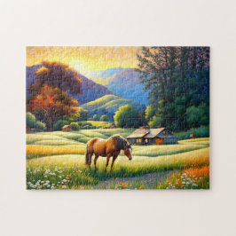 Puzzle Horse on Farm Wildflower Meadow